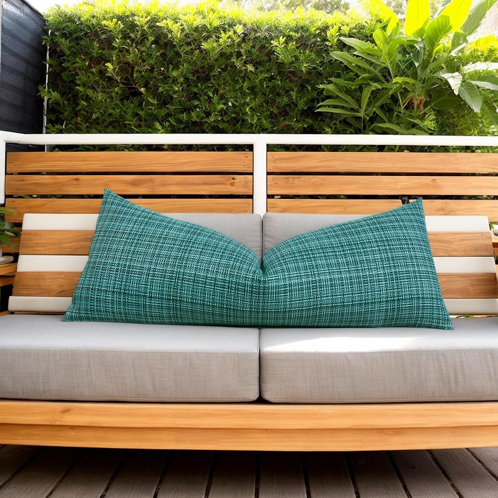 Kevin Textile Outdoor Waterproof Throw Pillow Covers 14x36 Inch Pack of 1 Woven Faux Linen Decorative Water Resistant Long Body Lumbar…