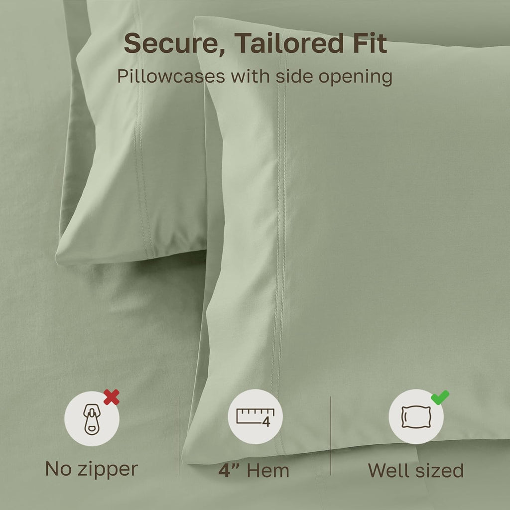 CaliforniaDesignDen California Design Den Standard Pillow Cases Set of 2-600 Thread Count Sateen, Natural 100% Cotton Pillowcases Queen/Sta…