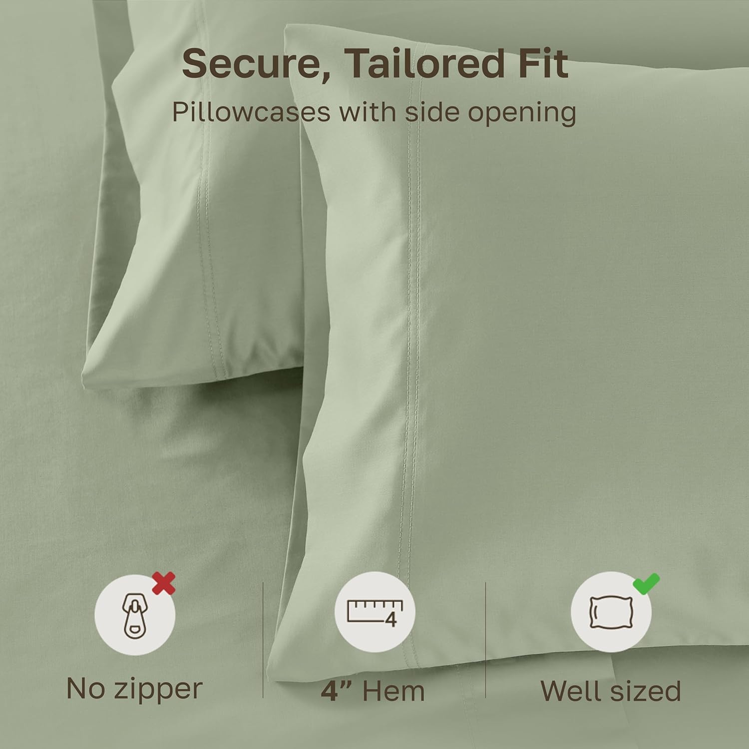 CaliforniaDesignDen California Design Den Standard Pillow Cases Set of 2-600 Thread Count Sateen, Natural 100% Cotton Pillowcases Queen/Sta…