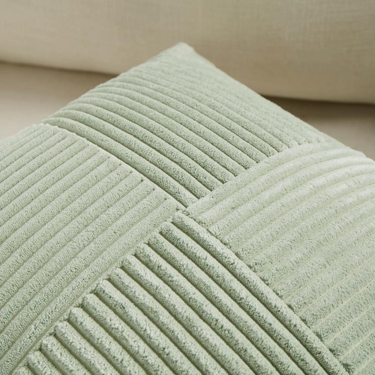 Fancy Homi 2 Packs Sage Green Samll Decorative Throw Pillow Covers 14x14 Inch with for Couch Bed Sofa, Rustic Farmhouse Boho Home Decor…