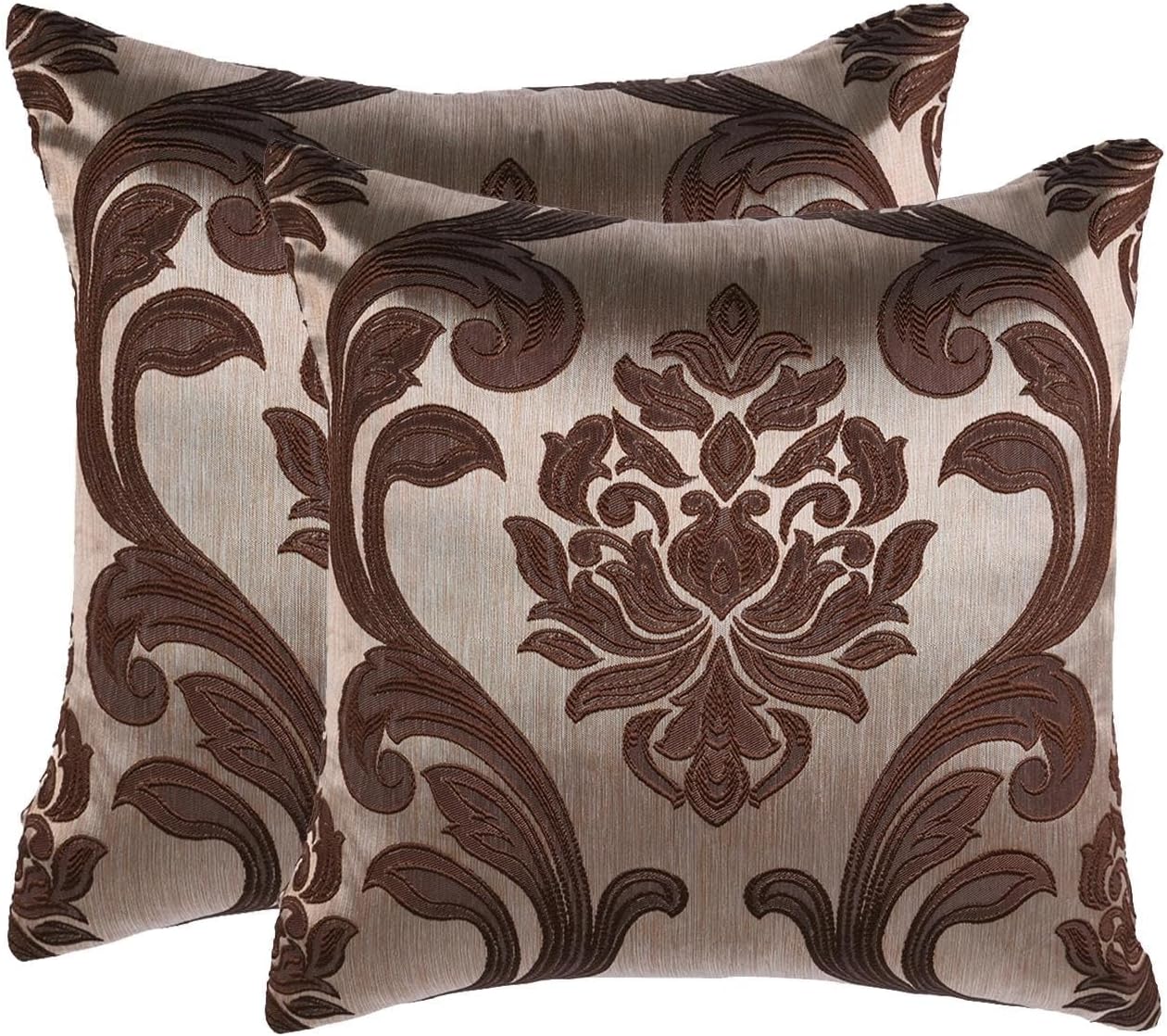 NAPEARL Throw Pillow Covers-Set of 2 Cushion Covers with Jacquard Patterns, Brown Decorative Pillowcase for Couch, Sofa, Bed, Attractive…