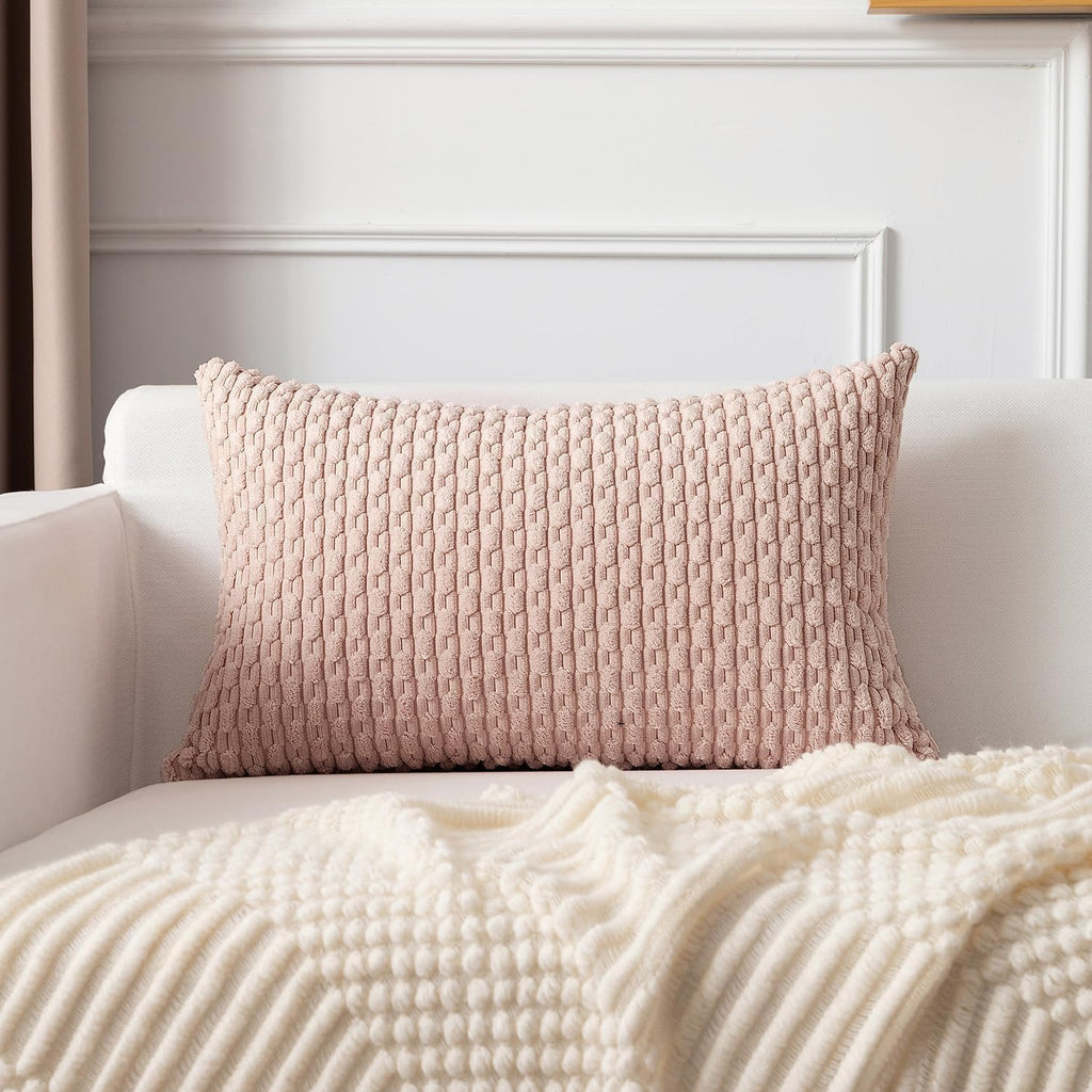 KevinTextile Kevin Textile Valentines Day 12x24 Inch Pillow Cover 1 Pack Boho Decorative Soft Striped Corduroy Lumbar Farmhouse Accent Rect…