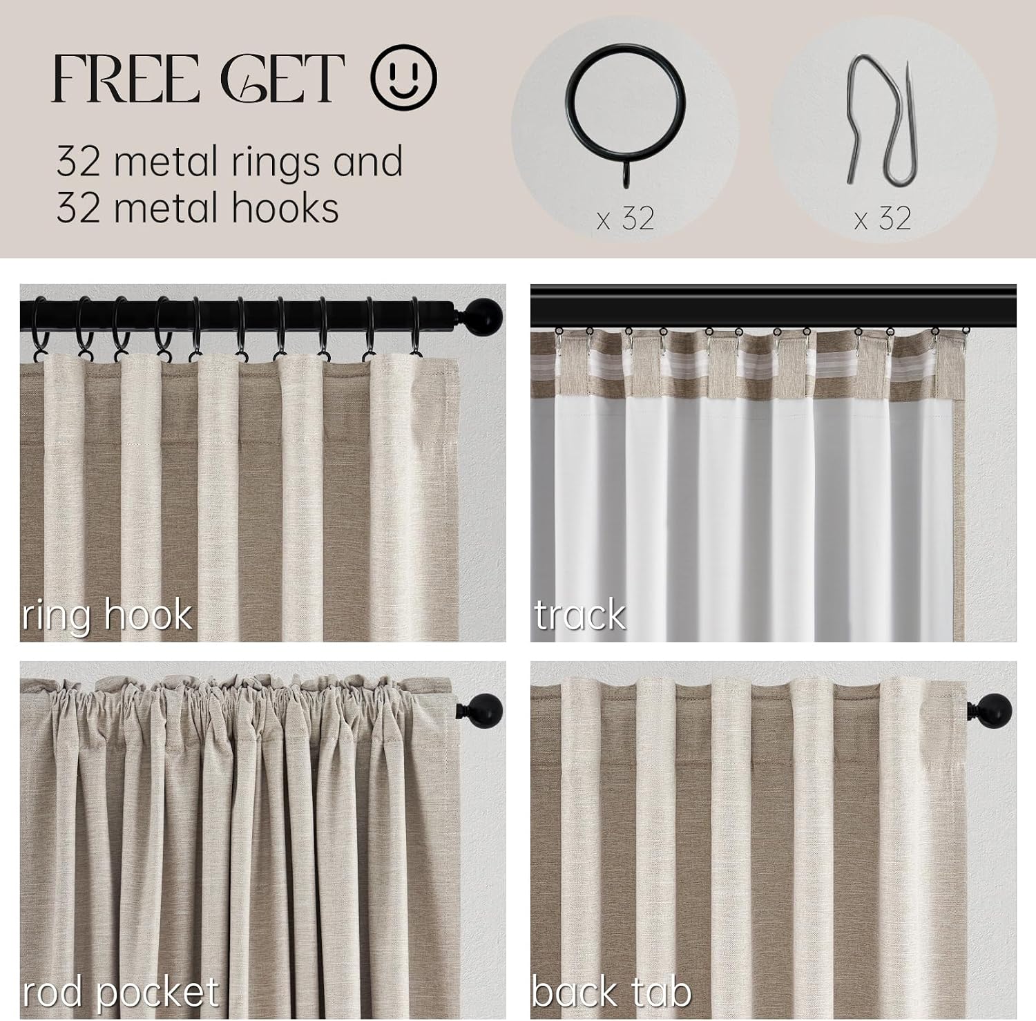 Topfinel 108 Inches Long Blackout Linen Curtains for Living Room, Extra Long Panels Large Window Room Darkening Textured Cold Block Rustic A…