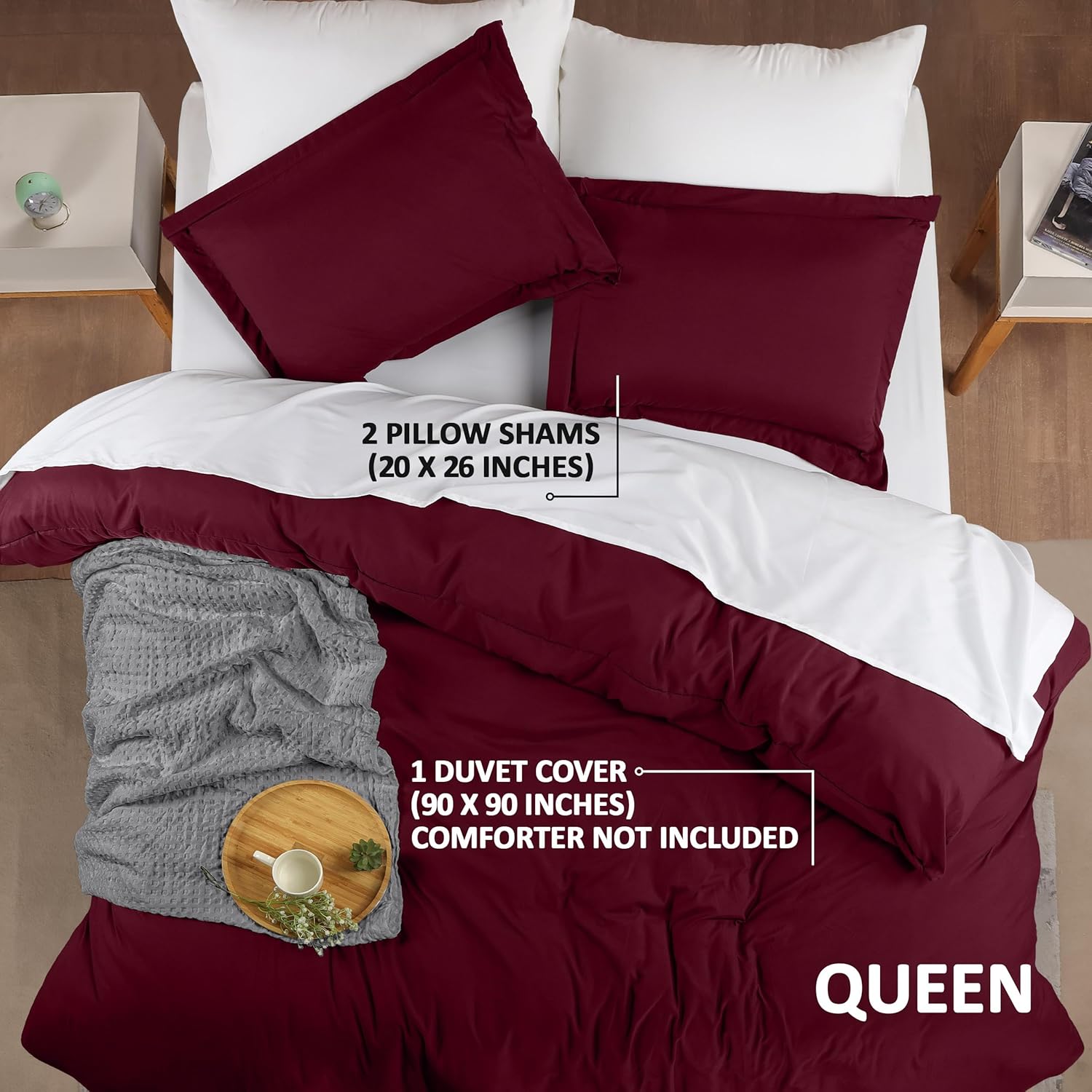 Utopia Bedding Duvet Cover Queen Size - 3 Piece with Zipper Closure - 1 Comforter Cover 90X90 Inches & 2 Pillow Shams 20X26 Inches…
