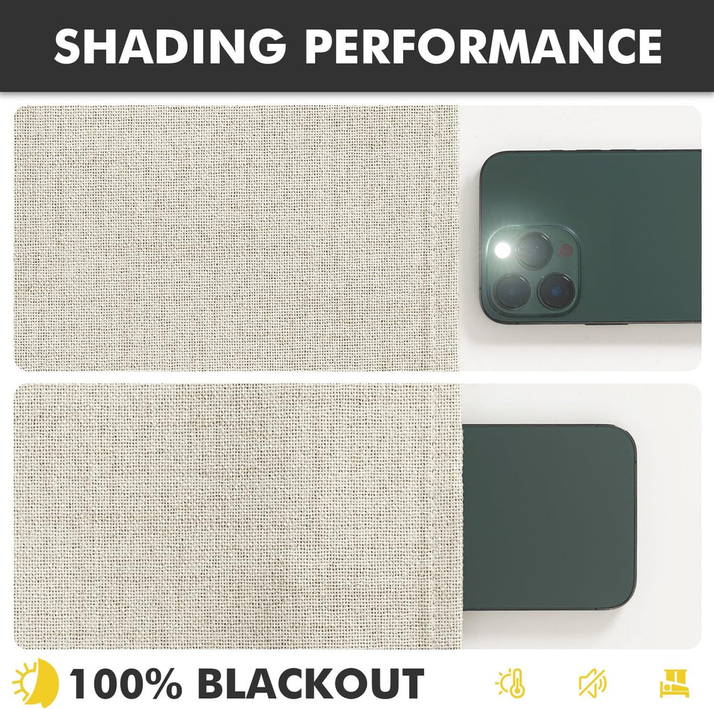 Miulee 100% Blackout Linen Curtains for Bedroom, Linen Beige Solid Luxury Decor Thermal Insulation Room Darkening Drapes for Living Room Nu…