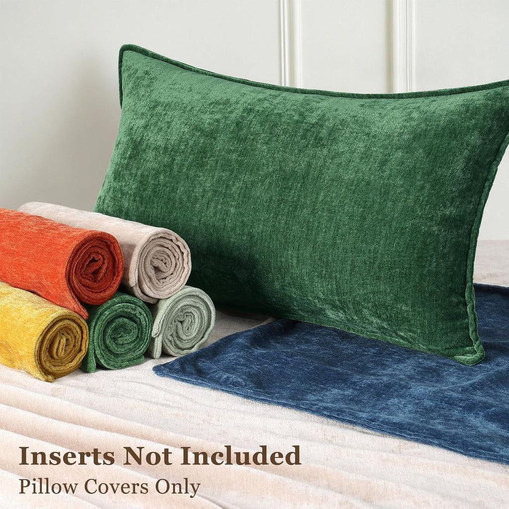 decorUhome Summer Couch Throw Pillow Covers 18x18 Set of 2, Decorative Soft Velvet Modern Cozy Chenille Pillow Cases with Elegant Design fo…