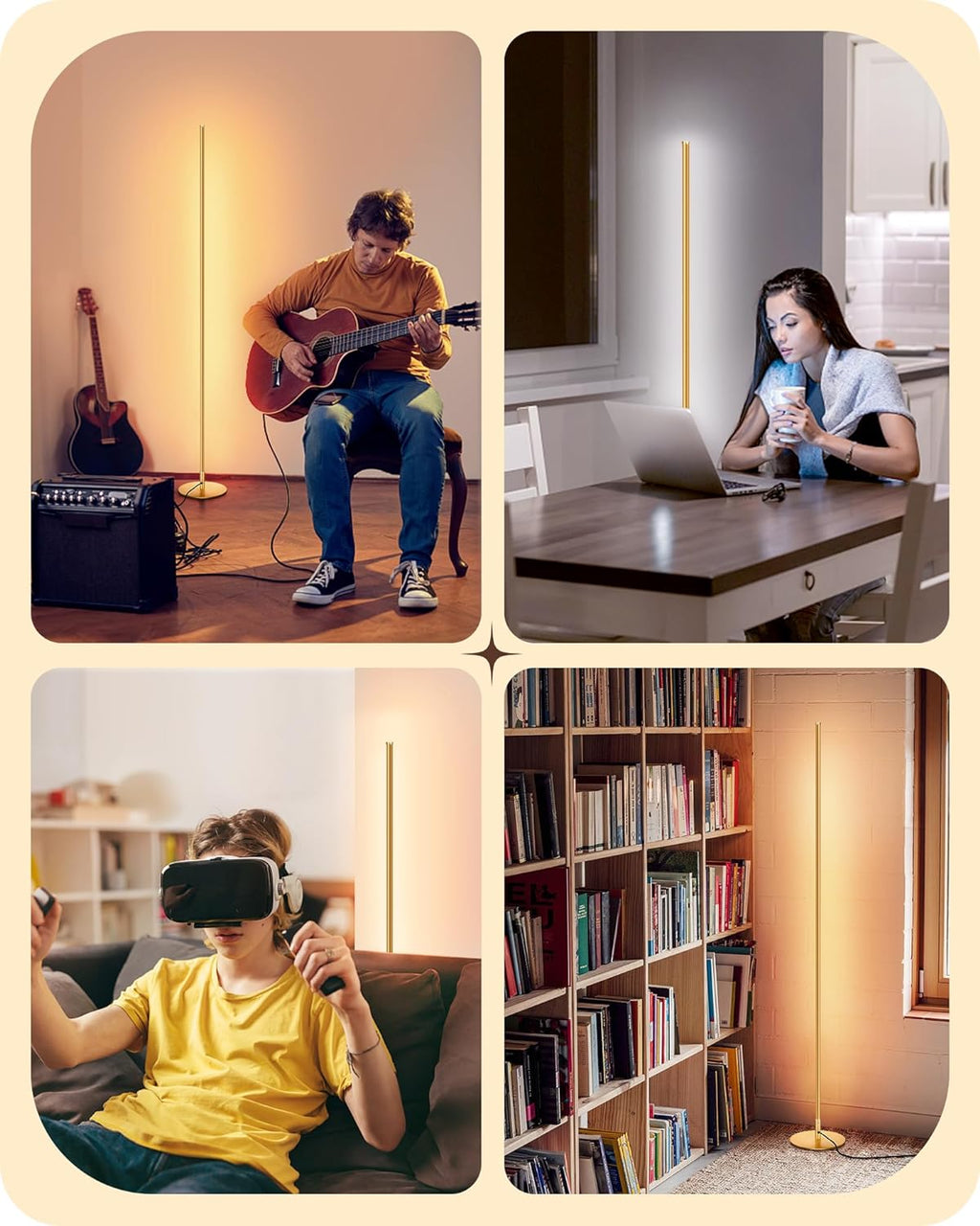 EDISHINE Floor Lamp, Remote Control & Foot Switch Floor Lamps for Living Room, 10%-100% Dimmable Standing Lamp with 7 Color Temperature…