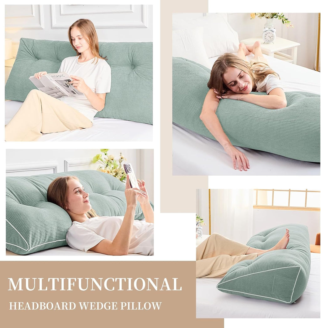 Sasttie Headboard Pillow Full, Wedge Pillow Headboard for Sitting Up in Bed, Back-Rest Support Triangular Cushion for Reading - Features Re…