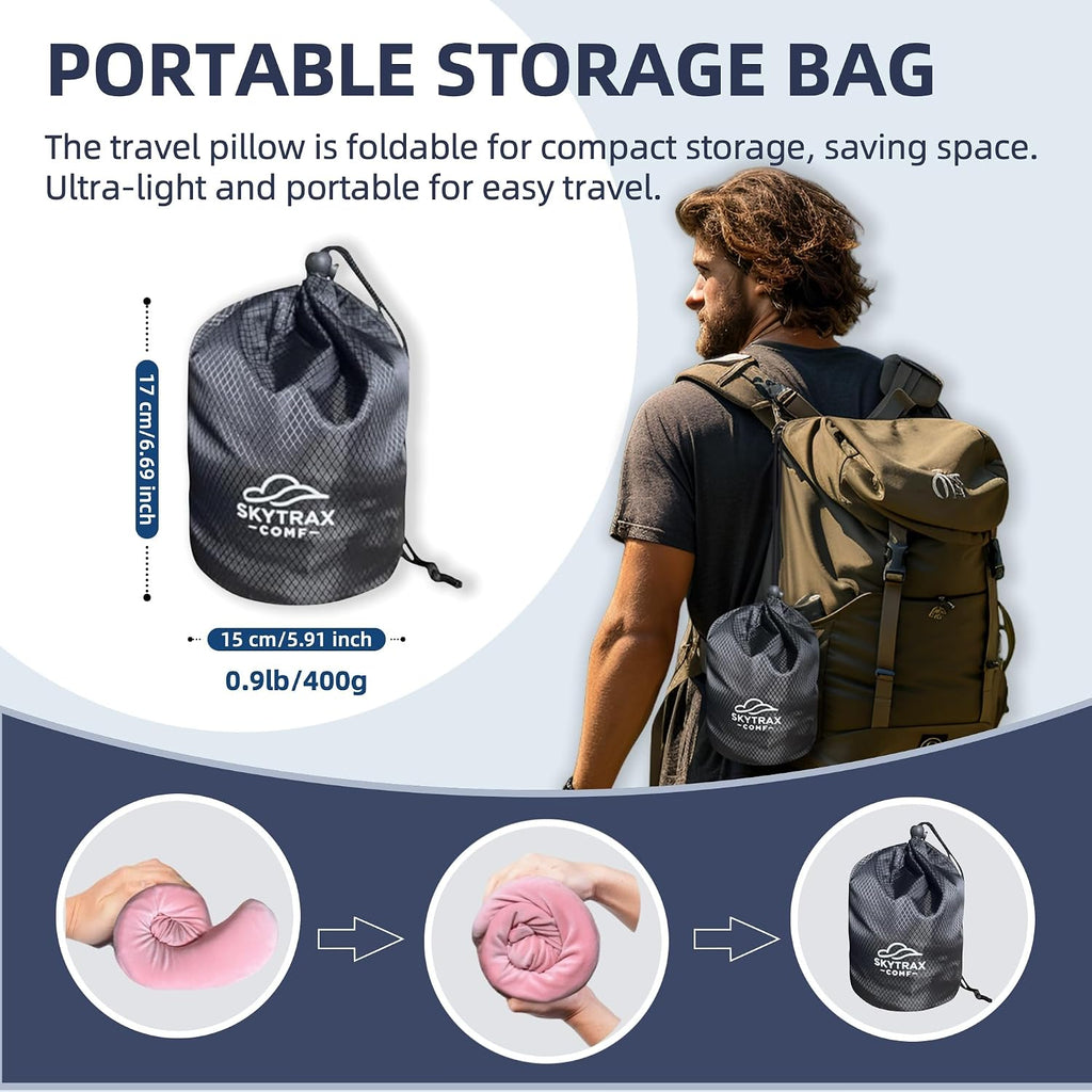Travel Pillow with Extra Large Hood for Airplane Long Flights Privacy and Comfort Memory Foam with Velvet Cover for Road Trip Head&Neck…