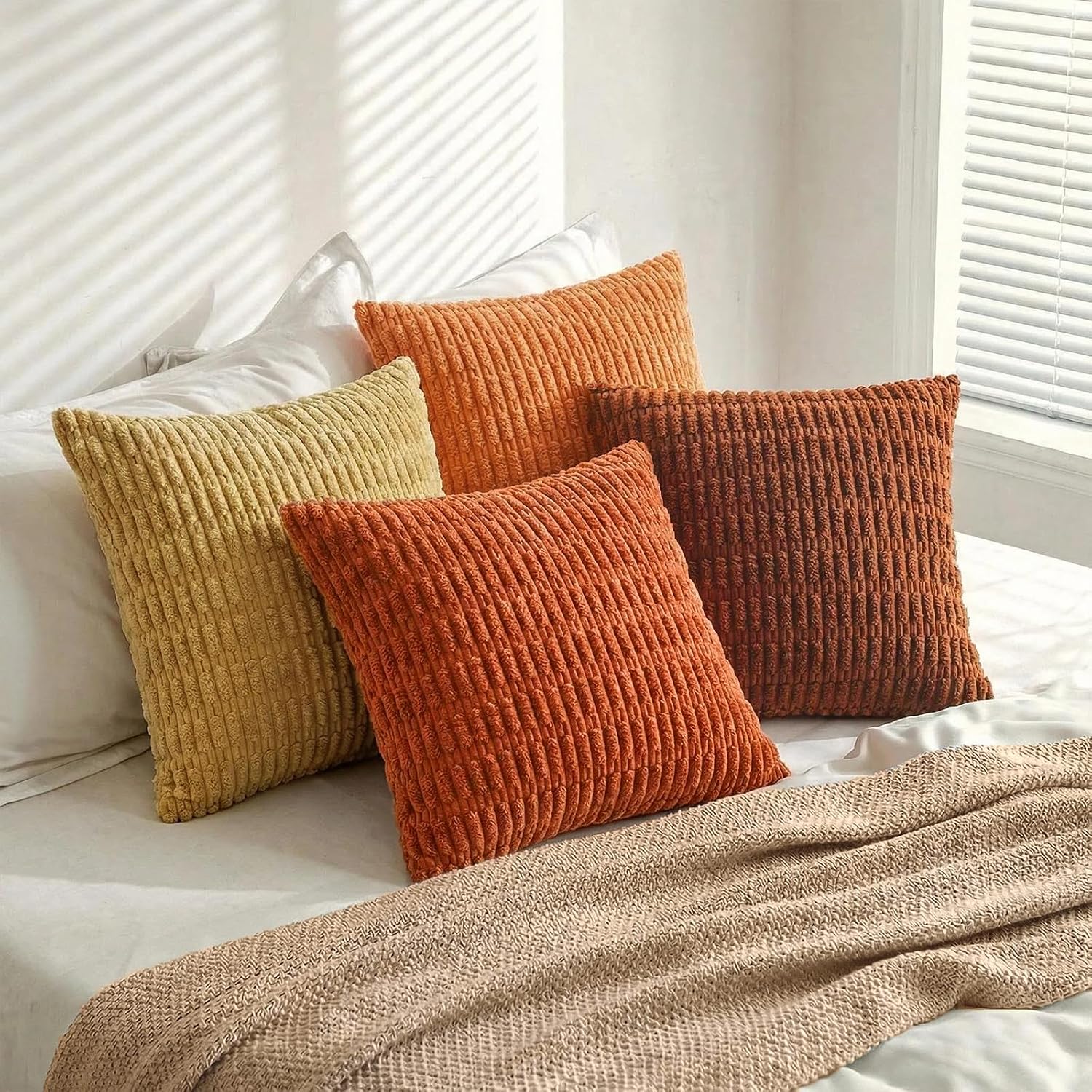 Fancy Homi 4 Packs Decorative Throw Pillow Covers for Living Room Couch Bed, Modern Farmhouse Boho Home Décor Accent Cushion Case, 12" x…