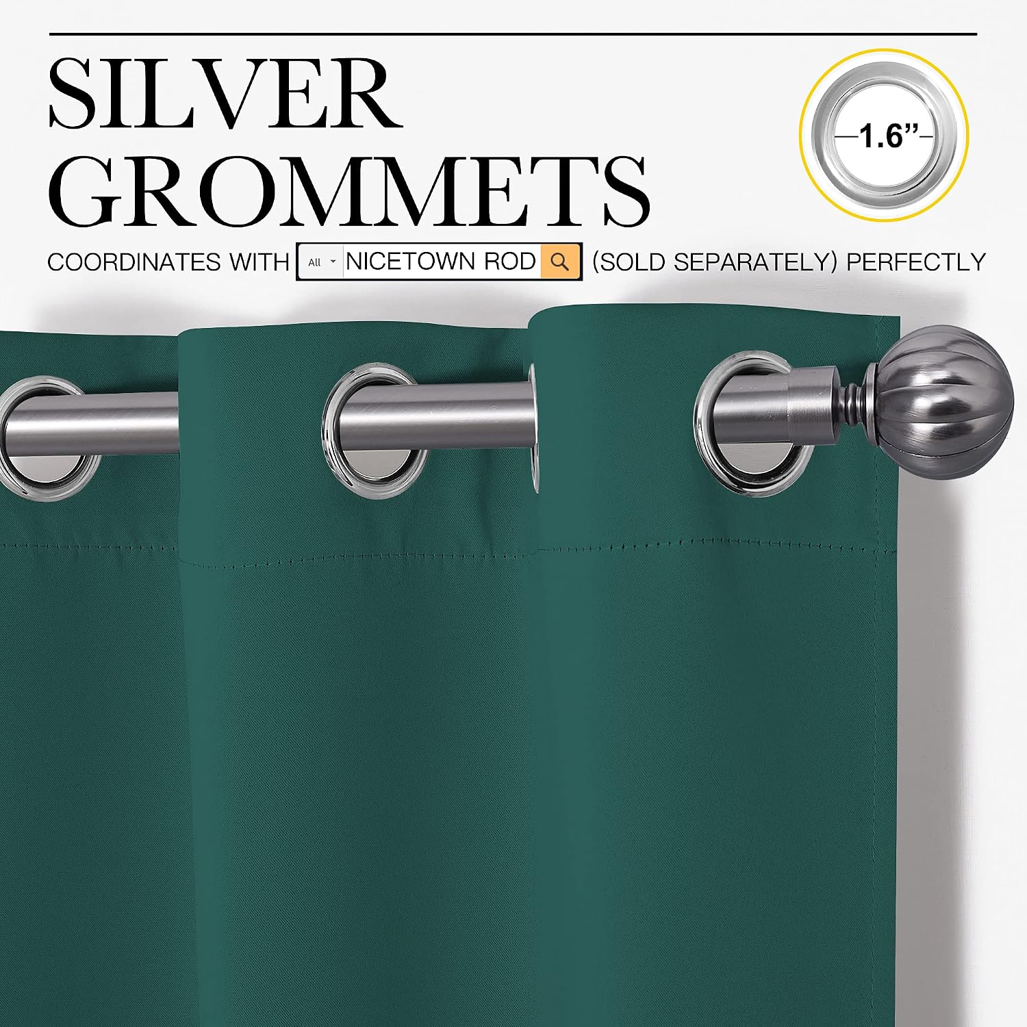 NICETOWN Thermal Insulated Solid Grommet Blackout Curtains/Drapes/Panels for Dining Room (Hunter Green, 1 Pair, 42 by 63-Inch)