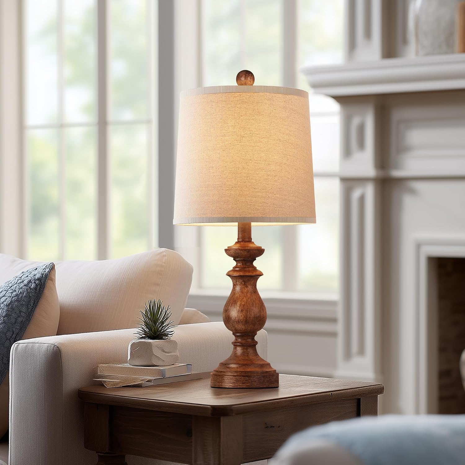PARTPHONER Traditional Table Lamp Set of 2, Rustic Farmhouse Table Lamps for Living Room Bedroom, 22" Bedside Desk Lamps Vintage…