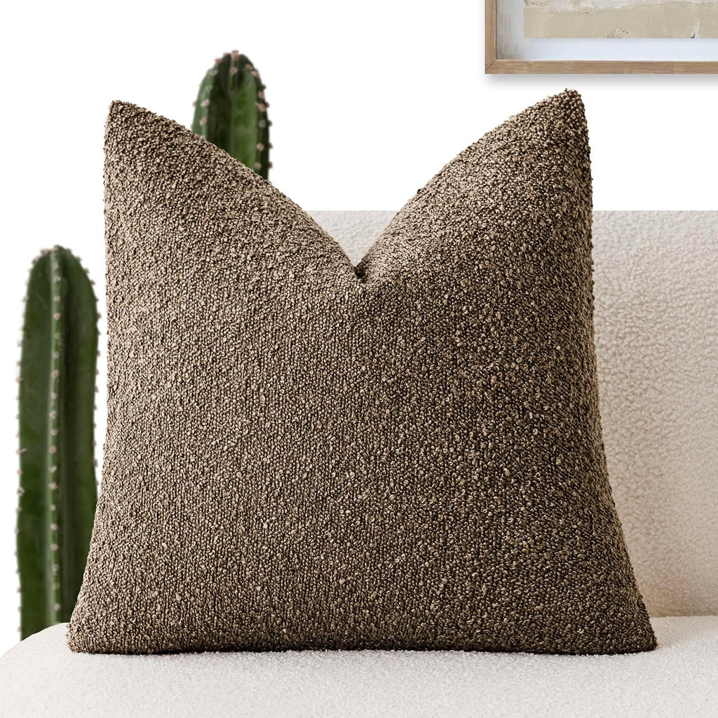 Foindtower Decorative Textured Boucle Throw Pillow Covers Accent Solid Pillow Cases Neutral Soft Cozy Couch Cushion Case for Chair Sofa…