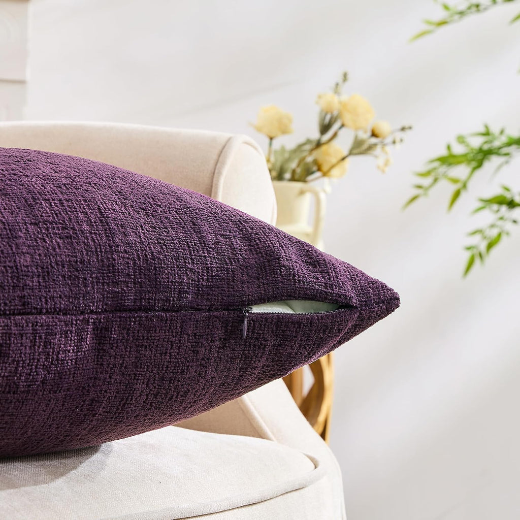Gawamay Set of 2 Soft Textured Chenille Throw Pillow Covers 22x22 Inch (55x55 CM), Decorative Pillowcases Cushion Covers for Farmhouse Home…