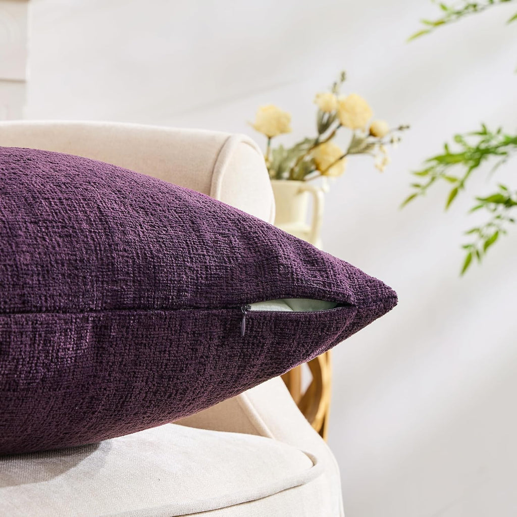 Gawamay Set of 2 Soft Textured Chenille Throw Pillow Covers 26x26 Inch (66x66 CM), Decorative Pillowcases Cushion Covers for Farmhouse Home…