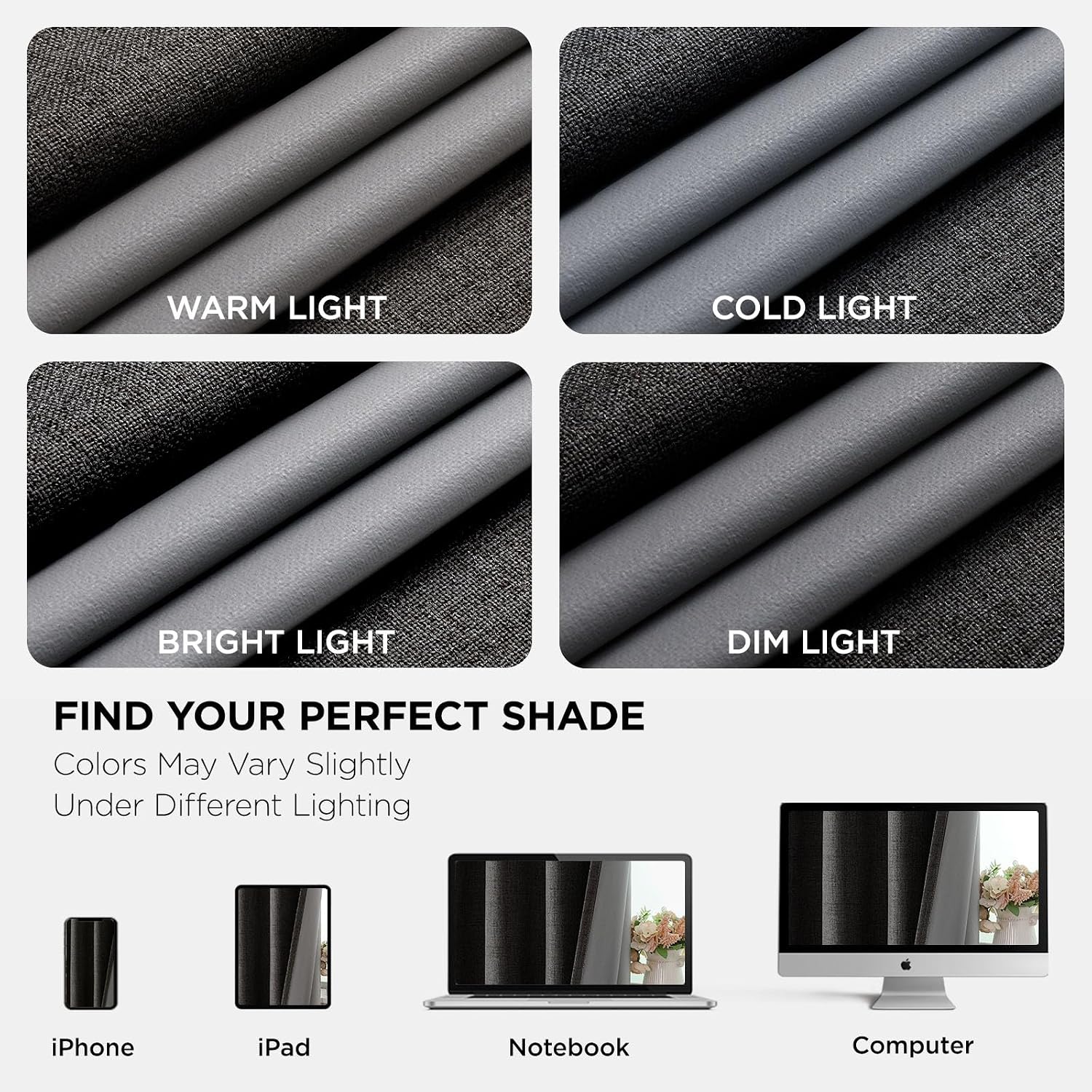 Joydeco Charcoal Grey Blackout Curtains 96 Inches Long, Curtains 96 Inch Length 1 Panel for Bedroom, Thermal Insulated Linen Black Out…