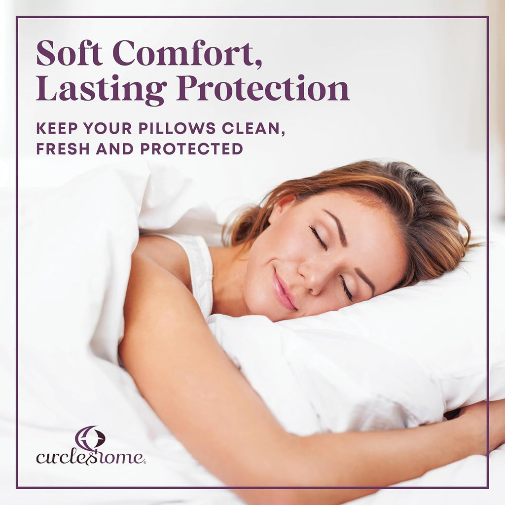 CirclesHome Pillow Protectors 2 Pack Standard Zippered - 100% Cotton Breathable Pillowcases - Protects Pillows from Dirt, Dust and Debri (S…