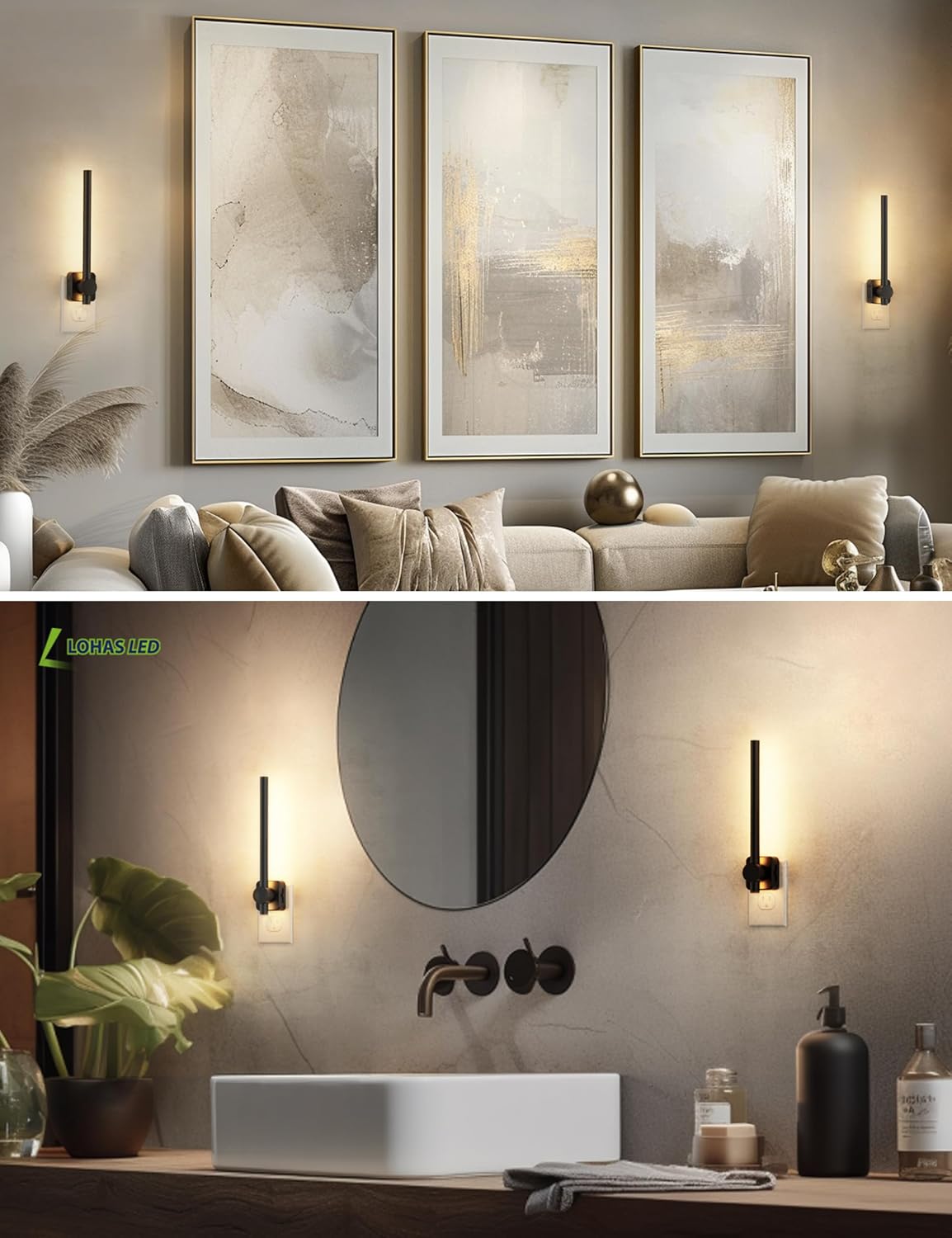 L LOHAS LED Night Light, Night Lights Plug into Wall, 0-200LM Bathroom Nightlight, Dusk to Dawn Sensor 2W Dimmable Nightlights, Soft…