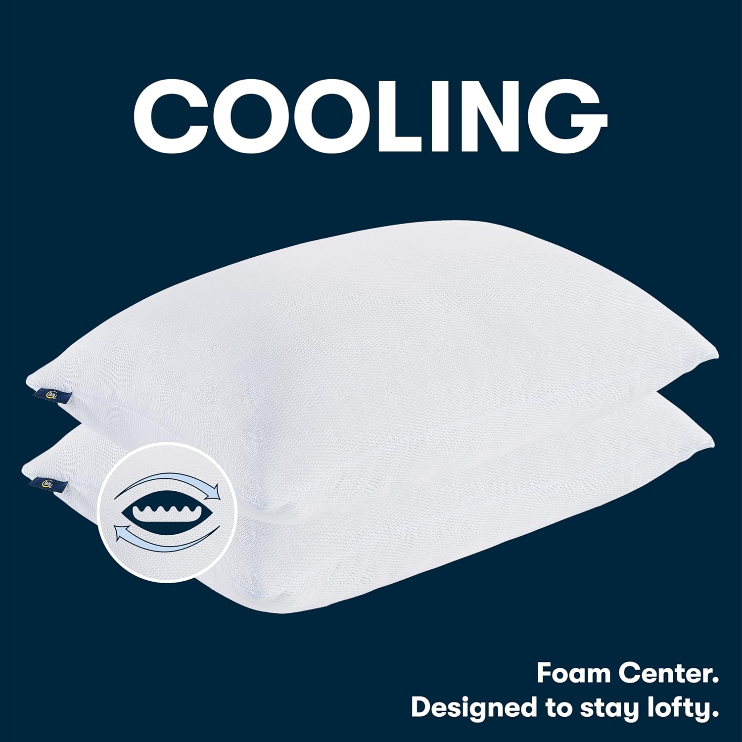 Serta Won't Go Flat Down Alternative Cooling Bed Pillows, Extra Life Foam Core with Medium Support, Perfect for Back, Stomach or Side Sleep…