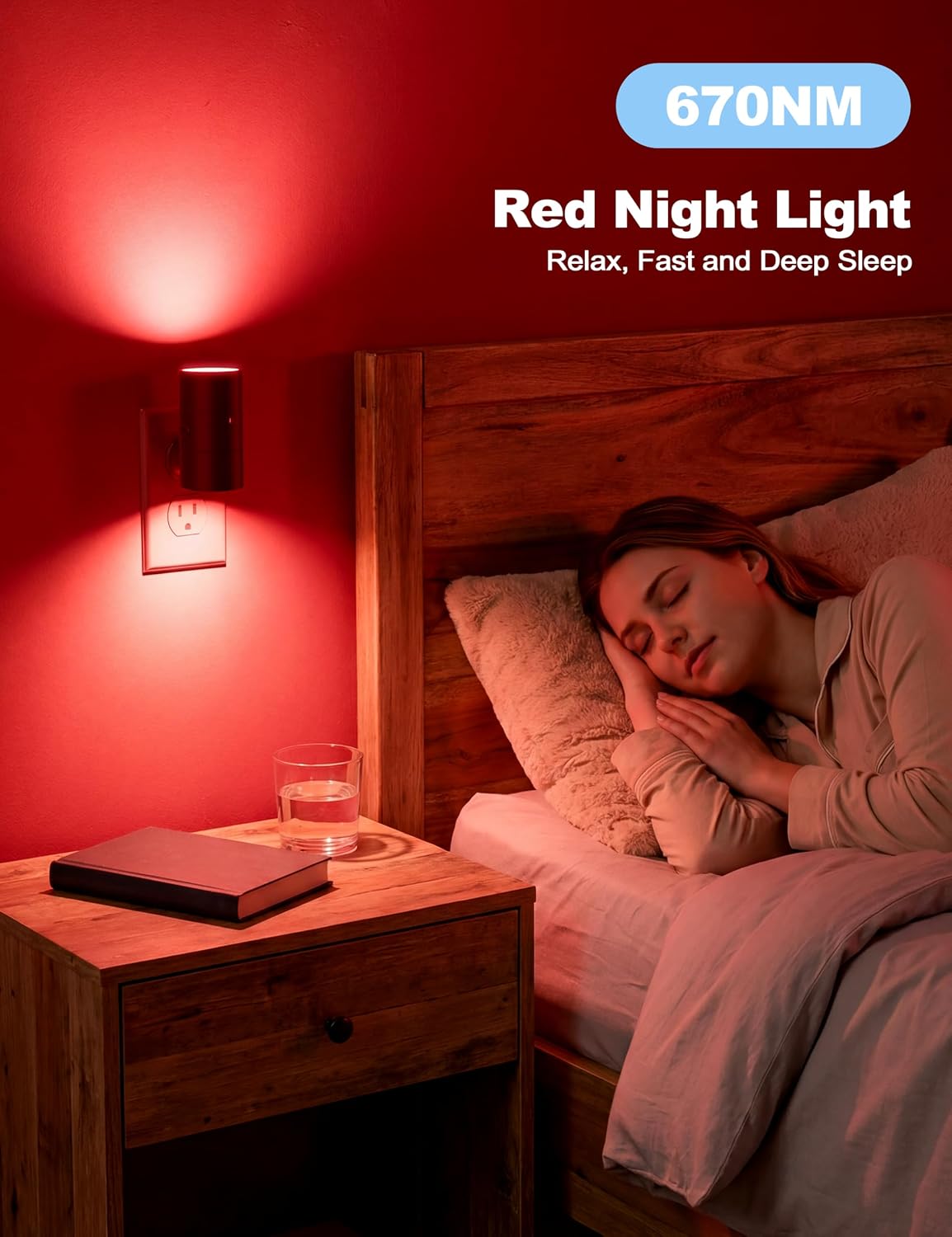 Volisun Red Night Light Plug into Wall, LED Night Lights with Light Sensor, Red, Dimmable Night Light for Christmas, Holiday Deco…