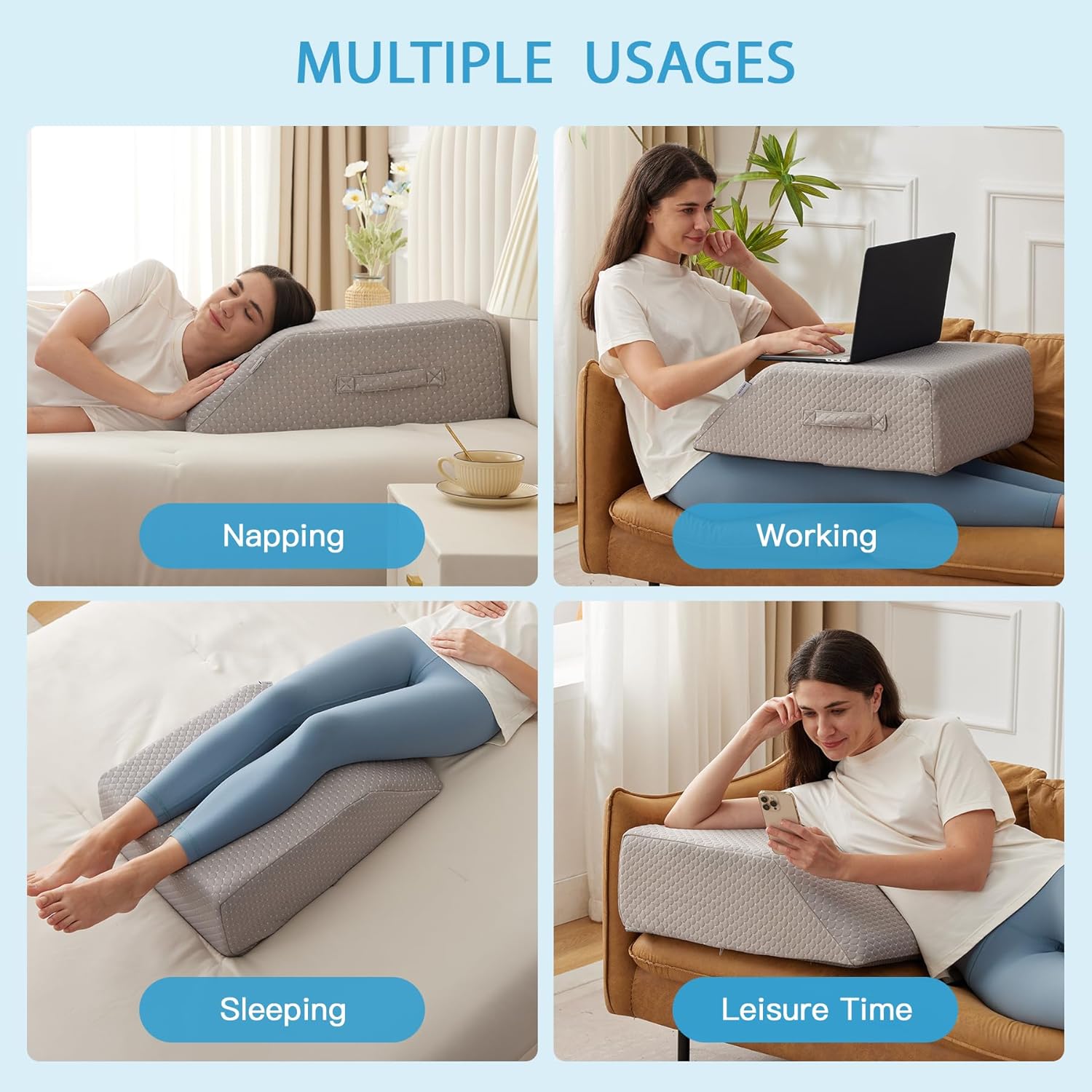 MEGCXIT Leg Pillow Elevation Blood Circulation, Leg Wedge for Elevation for Swelling, Leg Elevating Pillow for After Surgery, Memory Foam…
