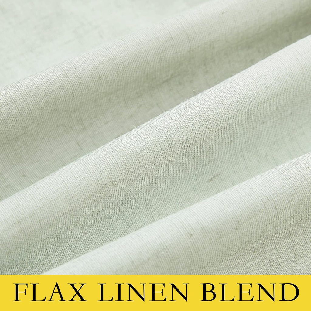 NICETOWN Sage Green Linen 100% Blackout Curtains 120 inches Length with Thermal Insulated Liners, 2 Panels, 52 inches W, Farmhouse Style…