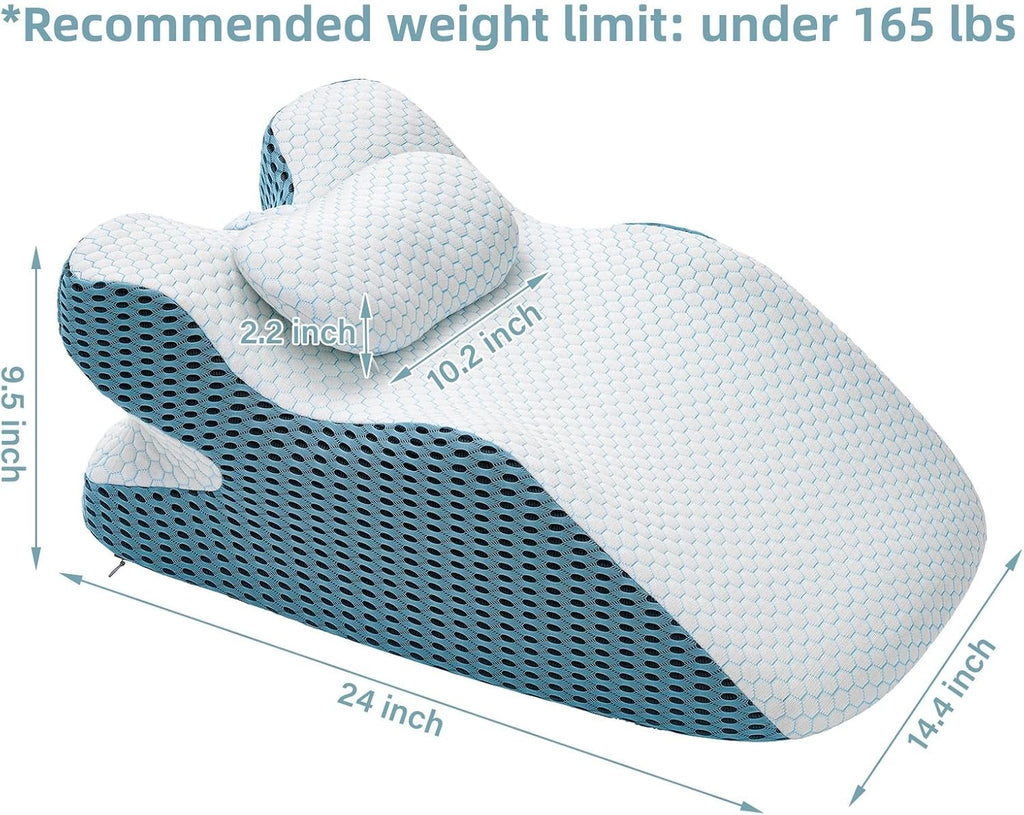 Ergonomic Wedge Pillow, Prone Pillow for Reading in Bed, Reading Pillow Wedge Memory Foam Back Support for Women Under 165 lbs