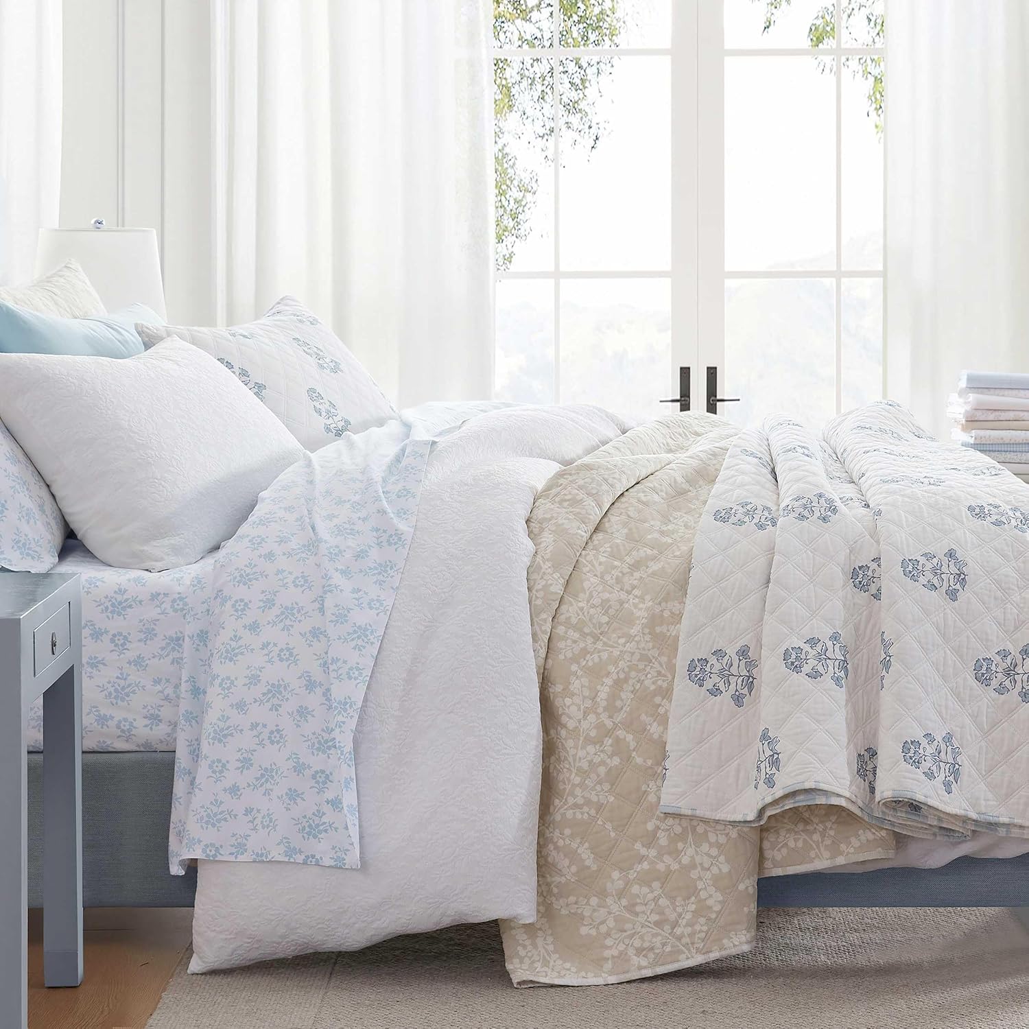 MarthaStewart Martha Stewart - Queen Duvet Cover Set, Cotton-Rich Plain Weave Bedding w/Matching Pillowcases, Lightweight for Year-Round Co…