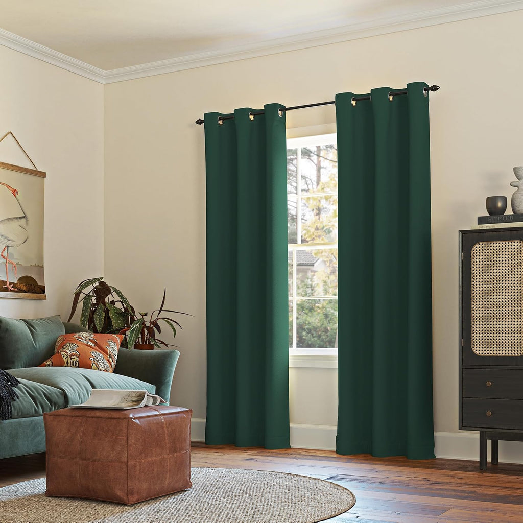 Sun Zero Easton Energy Saving Blackout Grommet Curtain Panel, Evergreen, 40" W x 95" L (1 Panel)