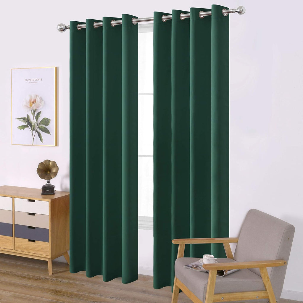 Lemomo Dark Green Blackout Curtains/52 x 84 Inch Long/Set of 2 Curtain Panels/Thermal Insulated Room Darkening Curtains for Bedroom 84 Inch…