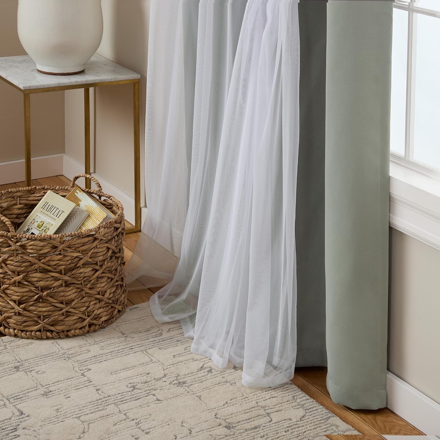 TOWN & COUNTRY LUXE Talia Double Layer Indoor Curtains, Sheer and Room Darkening Blackout, Grommet Top, Energy Efficient, 2-Pack Set, 52x…