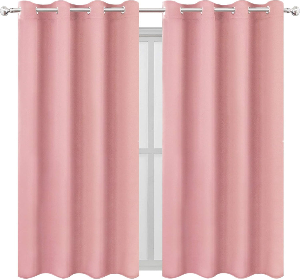 Lemomo Blackout Curtains 52 x 63 inch/Pink Curtains Set of 2 Panels/Thermal Insulated Room Darkening Bedroom Curtains 63 inch Pink