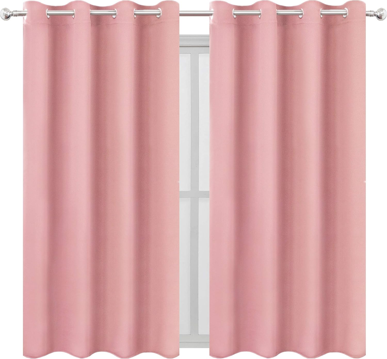 Lemomo Blackout Curtains 52 x 63 inch/Pink Curtains Set of 2 Panels/Thermal Insulated Room Darkening Bedroom Curtains 63 inch Pink