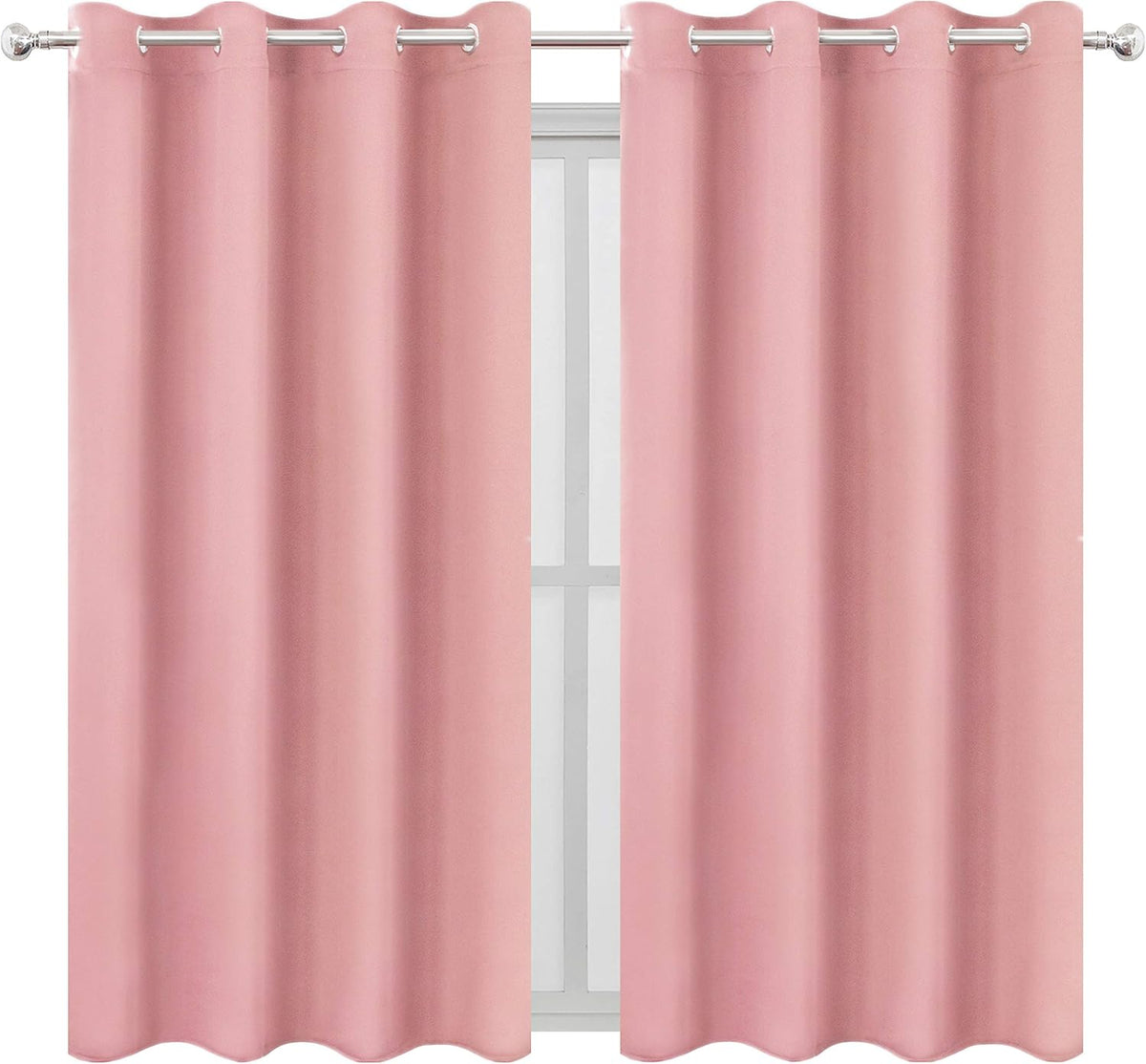 Lemomo Pink Thermal Blackout Curtains/52 x 72 Inch/Set of 2 Panels Room Darkening Curtains for Bedroom 72 Inch Pink