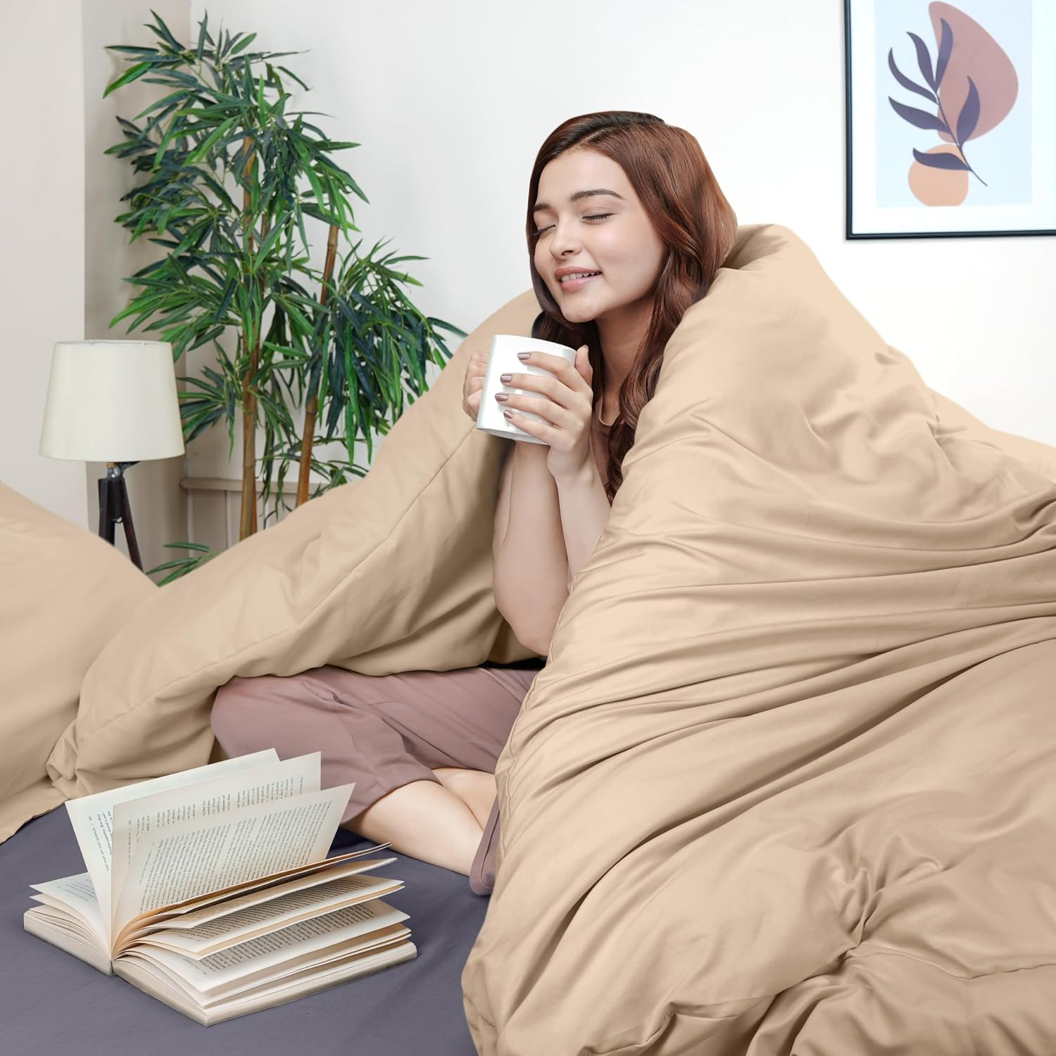 Utopia Bedding Duvet Cover Twin Size - 2 Piece with Zipper Closure - 1 Comforter Cover 68X90 Inches & 1 Pillow Sham 20X26 Inches (Beige)…