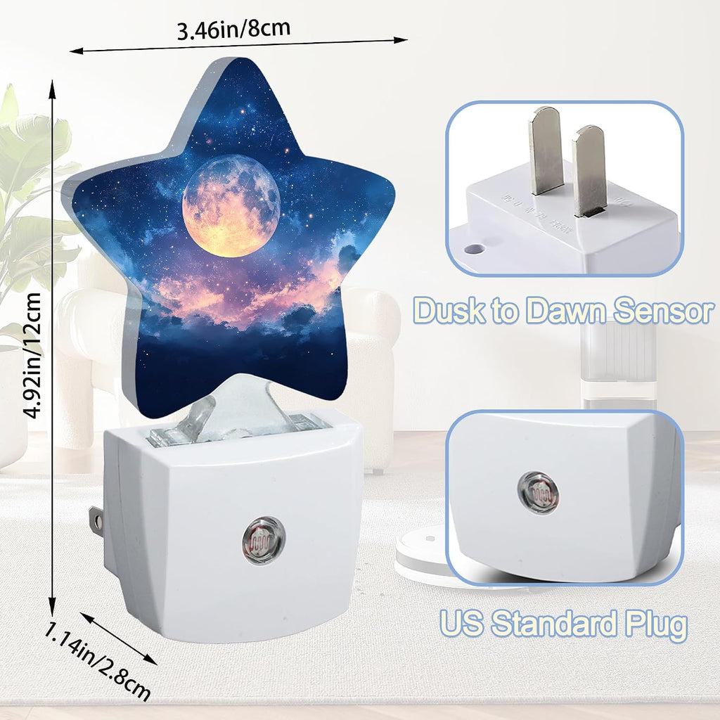 Snowmolle Full Moon Nightlight, Starry Sky Forest Star Night Lights Plug into Wall Decorations for Bedroom Bathroom, Dusk to Dawn Sensor Kitc…
