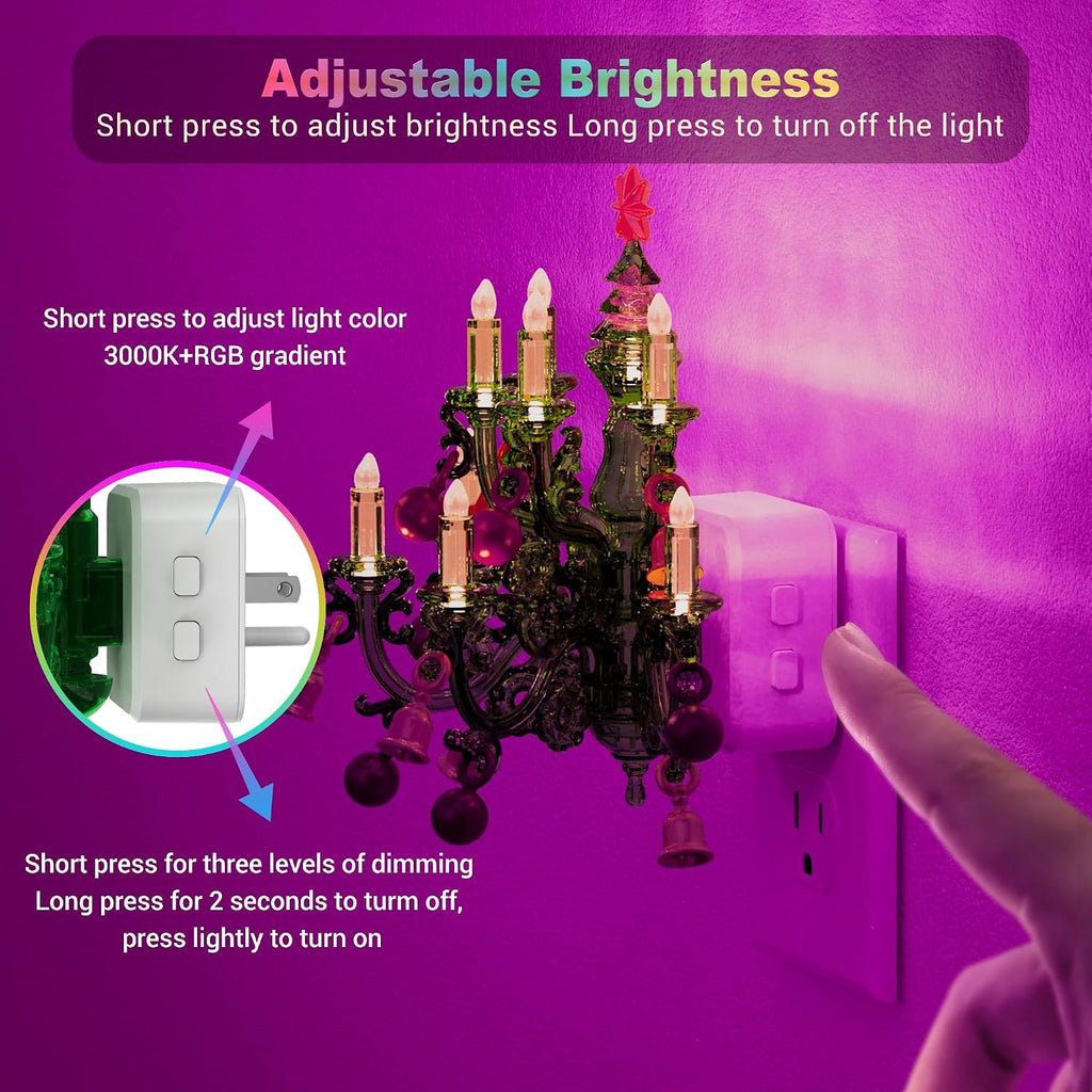 JandCase Night Lights Plug into Wall, 2 Pack Christmas RGB Pendant Night Light with Flame Effect,10 Color Changing Nightlight with180°…