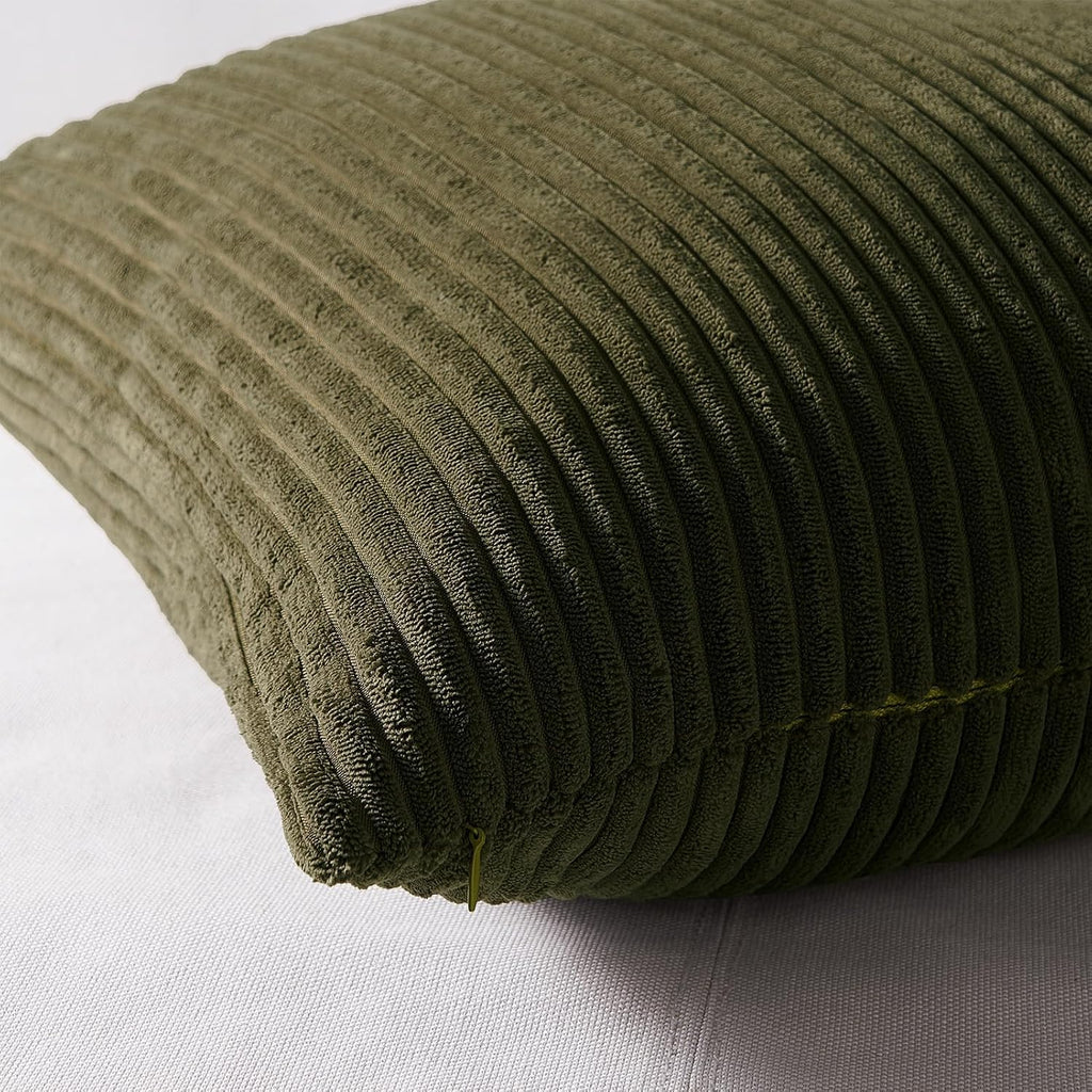 Topfinel Christmas Decorative Throw Pillow Covers Green Series, Winter Fluffy Corduroy Striped Euro Pillows Shams for Couch Bed Bedroom, West…