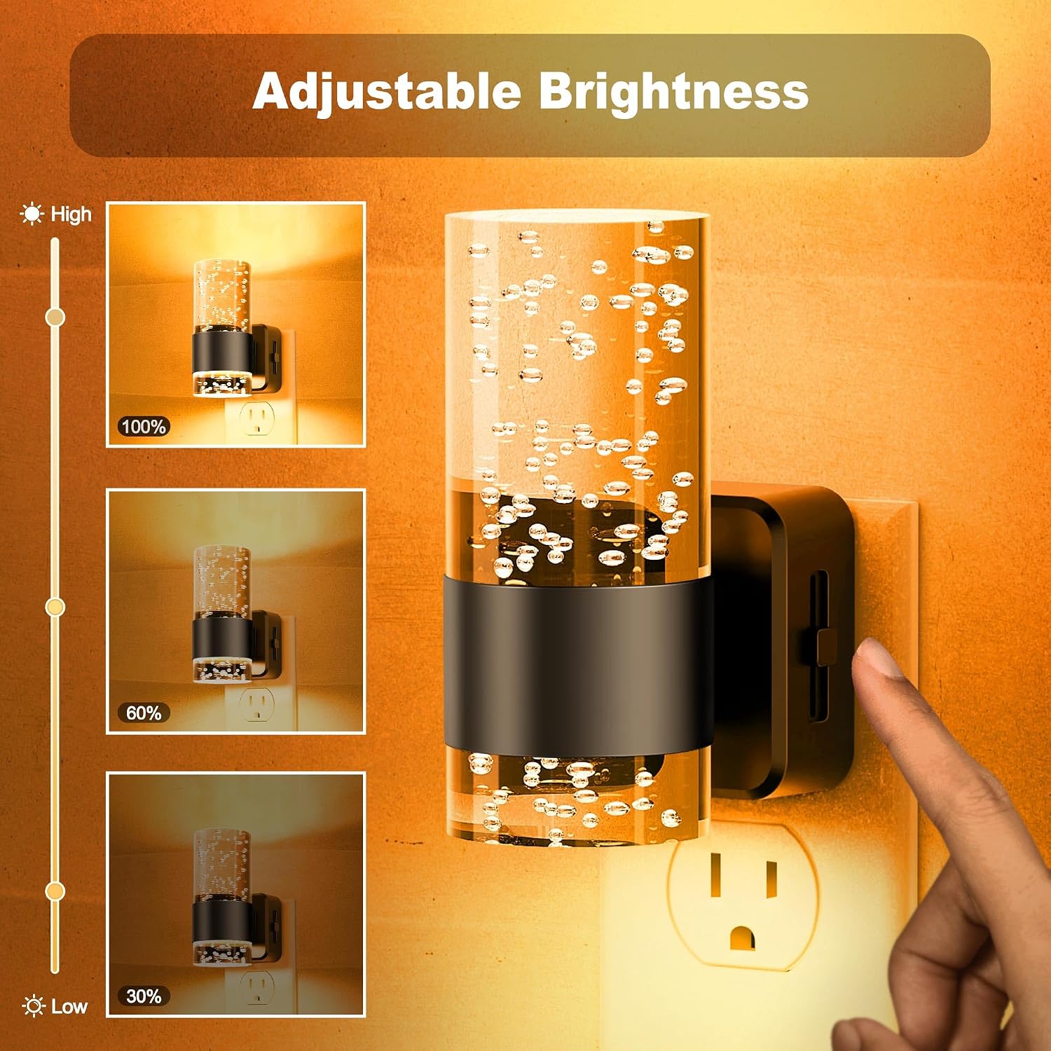 JandCase Night Light, Automatic Night Lights Plug into Wall, Dimmable LED Night Light with Adjustable Brightness, Night Lights Plug in…