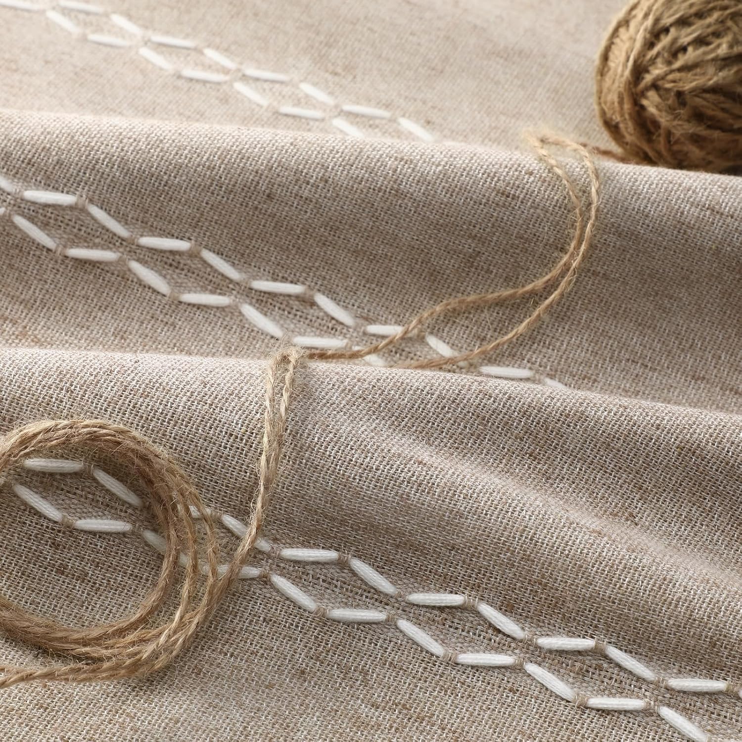 XOGUIBO Brown Boho Blackout Curtains 2 Panels 63 Inch for Living Room Bedroom, Warm Taupe Linen Texture Farmhouse Curtains with Tass…