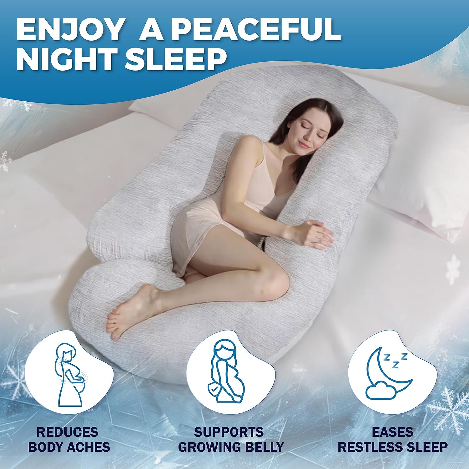 Pillani Cooling Pregnancy Pillows for Sleeping – 57-Inch Maternity Pillow for Pregnant Women with Breathable, Removable Washable Cover – Su…