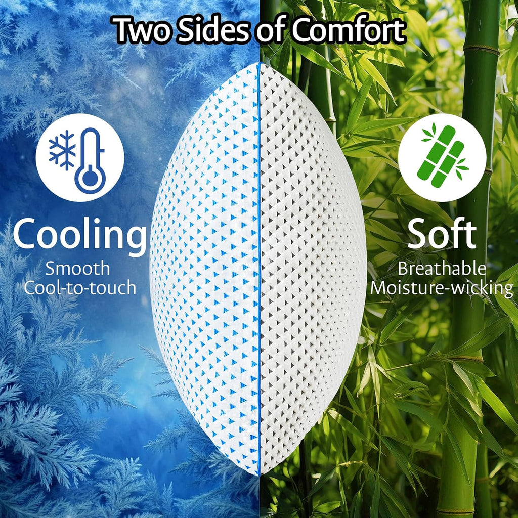 Fulocean Cooling Pillows King Size 1 Pack for Sleeping, Adjustable Shredded Gel Memory Foam Cool Pillows for Side, Back, Hot Sleeper, Mediu…