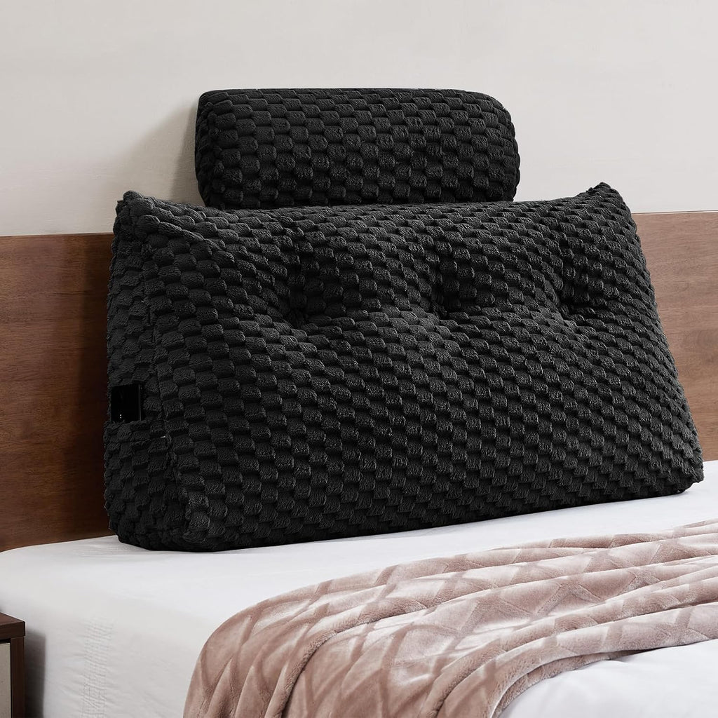 Wedge Headboard Pillow - Bed Wedge Pillow for Headboard Triangular Headboard Pillows with Neck Roll Pillow-Large Bolster Pillows for…