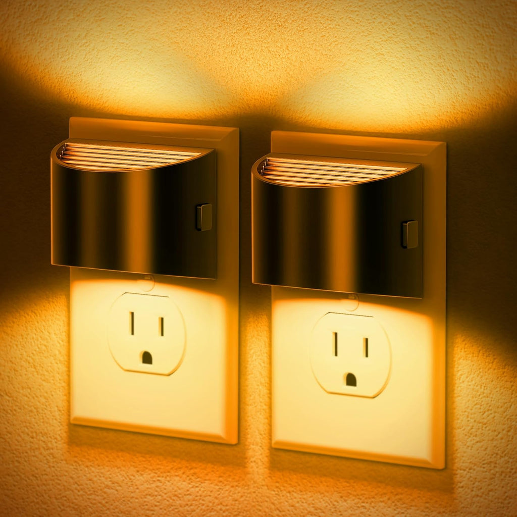 JandCase Night Light, Modern Night Lights Plug into Wall,2 Pack Dusk to Dawn Sensor Nightlight, Amber Brightness Adjustable Nightlight for…