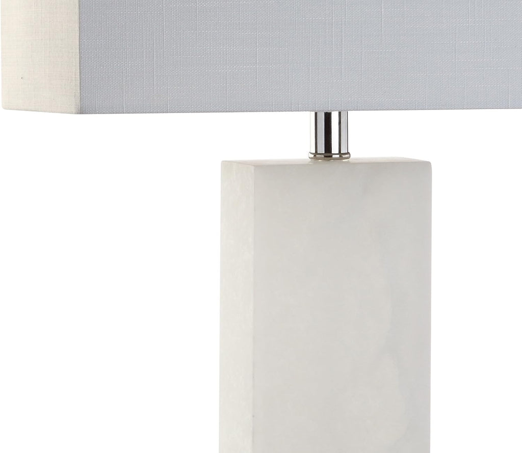 JONATHAN Y 27" White Alabaster Rectangular Table Lamp Contemporary Modern Bedside Nightstand Lamp for Living Room Bedroom with White…