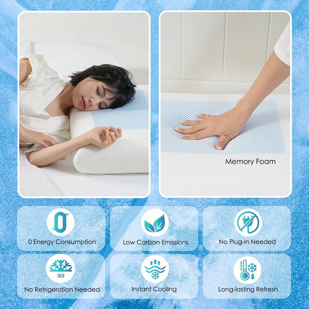 MacinsoHome macinso Gel Cooling Pillows for Sleeping, Cooling Memory Pillows for Side Back Stomach Hot Sleepers, Gel Layer Provides Coolnes…