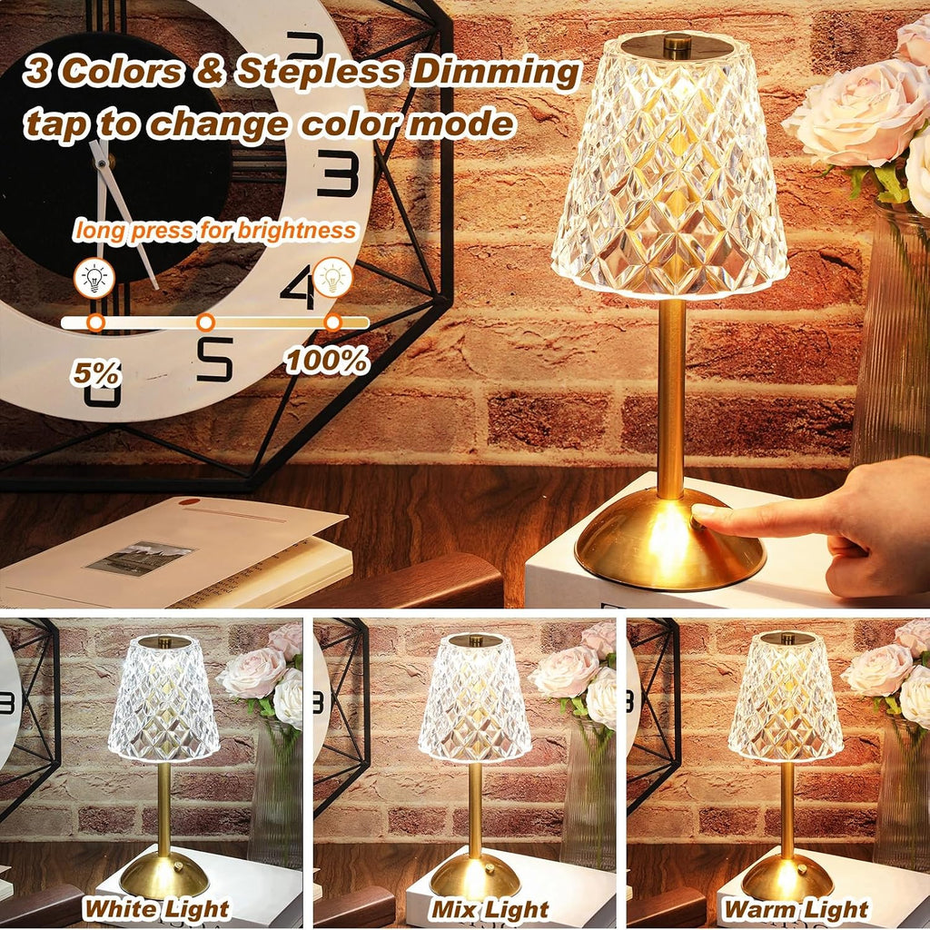 Liliful 1 Pcs Cordless Table Lamp Rechargeable Touch LED Small Gold Portable Battery Operated USB-c Desk Lamp 3 Color Dimmable for…