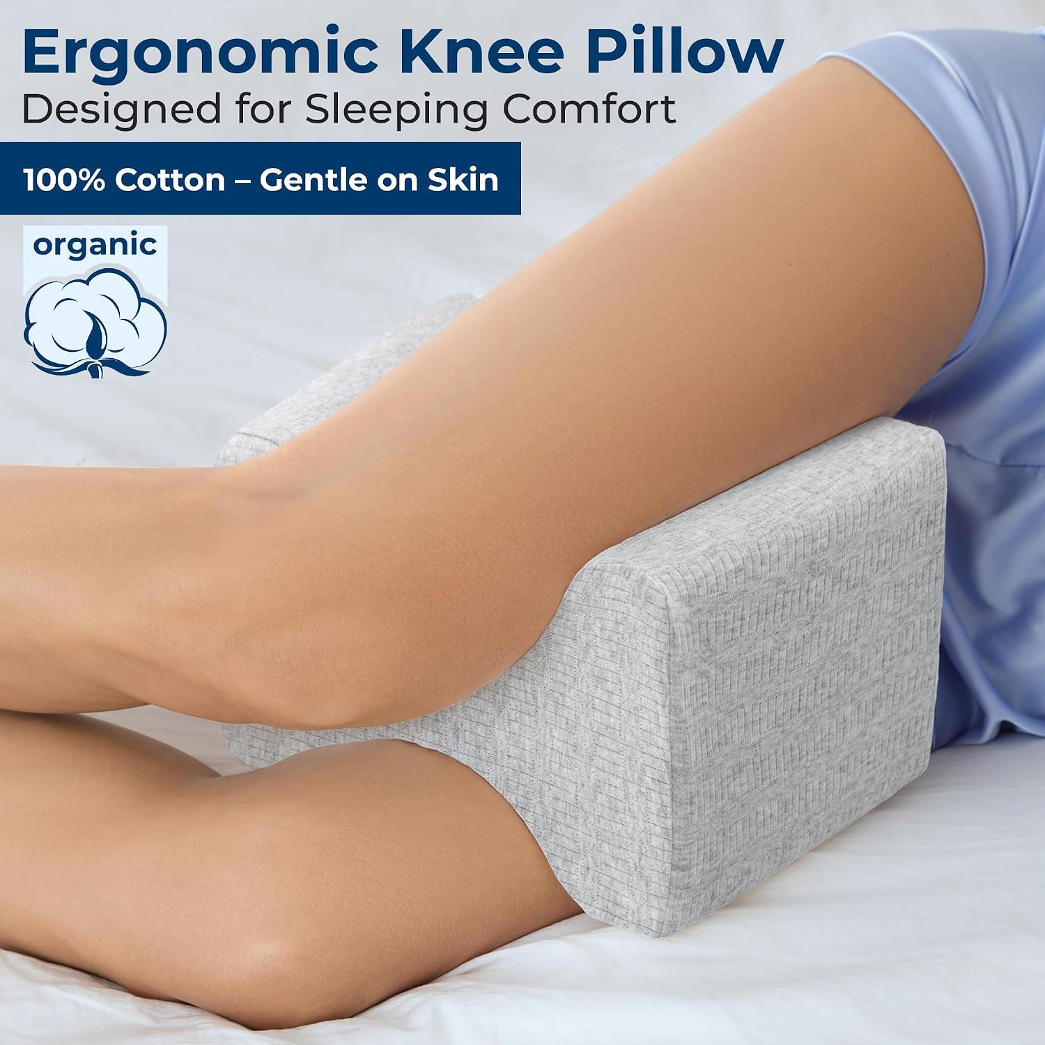 5Starsunited 5 STARS UNITED Knee Pillow for Side Sleepers - Hip, Memory Foam Leg Cushion for Side Sleeping - Between Legs Pillow for Sciat…