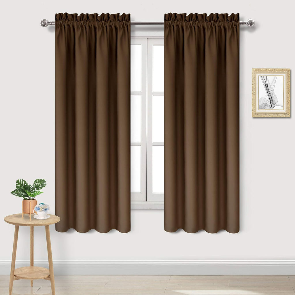 Dwcn Blackout Curtains for Bedroom - Thermal Insulated Privacy Energy Saving Rod Pocket Drapes for Living Room, W 38 x L 72 Inch, Brown, Se…