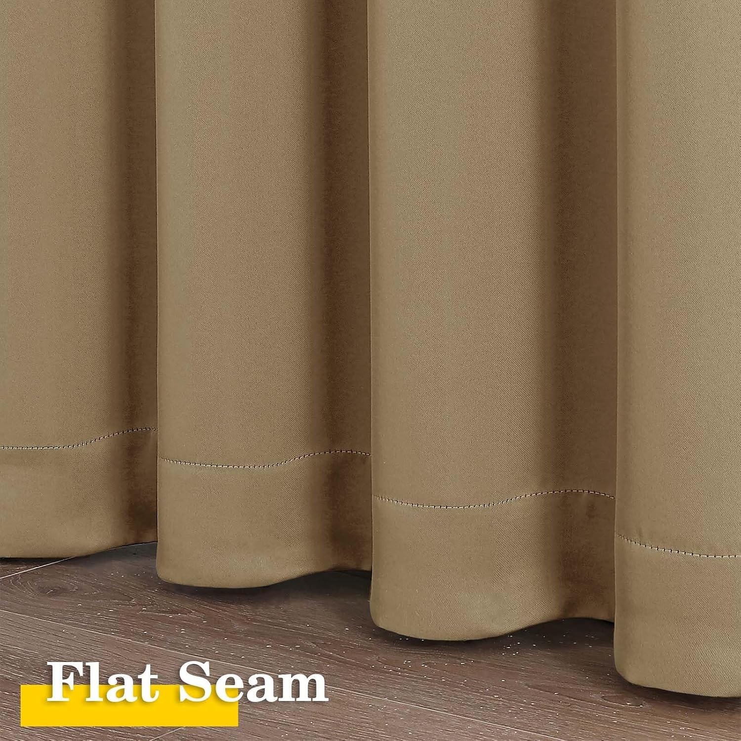 WelvetBLK Taupe Room Darkening Curtains for Bedroom Living Room 45 Inch Length 2 Panels Set, Soft Solid Thermal Insulated Rod Pocket Short…